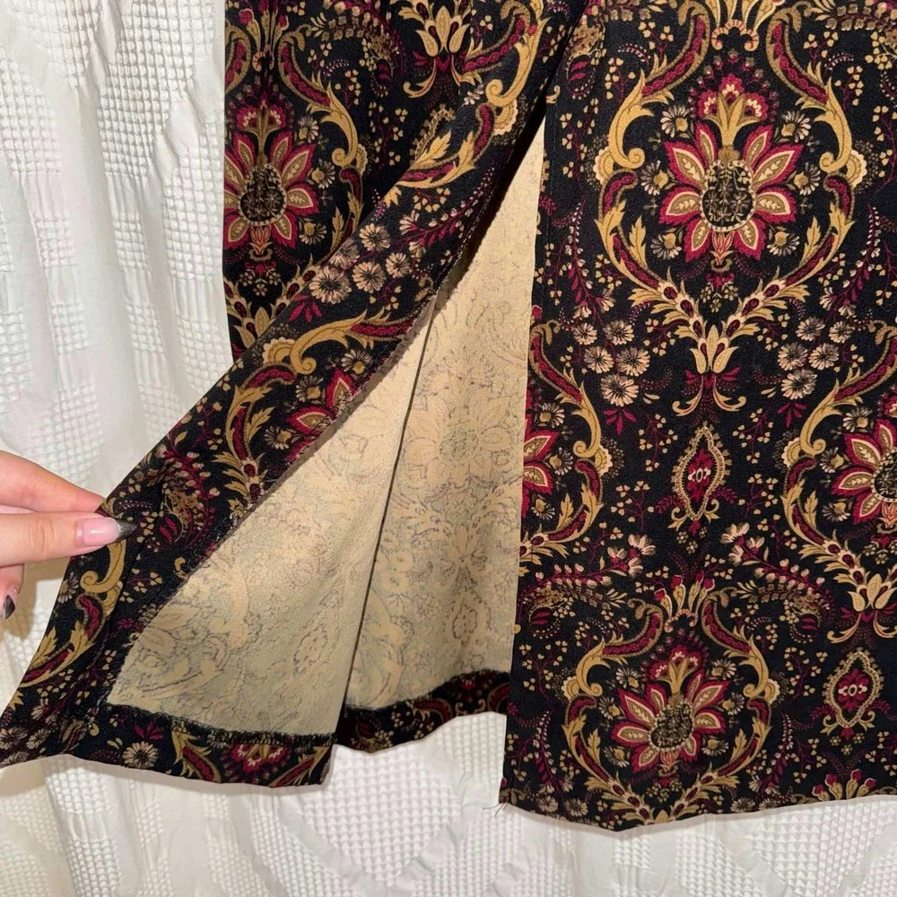 Briggs Midi Skirt Black Gold Damask Floral Boho Western Academia Earthy Fall 16